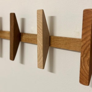 OAK Wall Hooks,Wood Wall Storage,Wood Hooks with Bar,Wall Decor,Entryway Organizer,Modern Home,Decorative Wall Hooks,Gift for Home,Wall Art