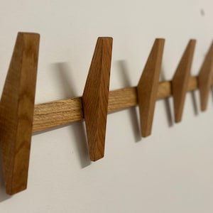 OAK Wall Hooks, Wood Hooks with Bar,Wall Decor,Entryway Organizer,Wood Wall Storage,Coat Hook,Decorative Wall Hooks,Home Decor Gift,Wall Art