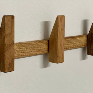OAK Wall Hooks, Wood Hooks with Bar,Wall Decor,Entryway Organizer,Wood Wall Storage,Coat Hook,Decorative Wall Hooks,Home Decor Gift,Wall Art
