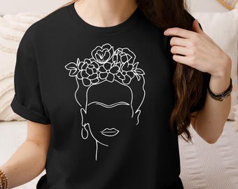 Frida Shirt, Face Line Art Shirt, Frida Line Art Shirt, Kahlo T-shirt, Face Line Art Tee, Frida Kahlo shirt, Frida Kahlo Portrait T-shirt