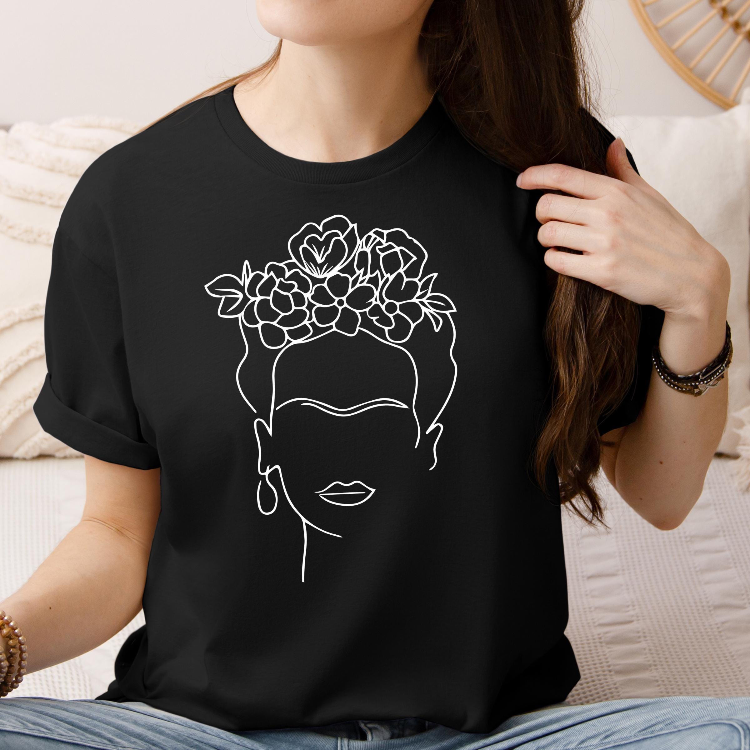 Frida Shirt, Face Line Art Shirt, Frida Line Art Shirt, Kahlo T 