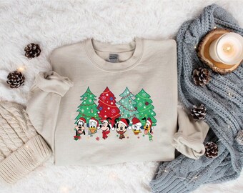 Mickey and Friends Christmas Tree Shirt, Retro Disney Christmas Shirt, Disney Christmas Shirt, Trend Family Disney Trip Sweatshirt Gift
