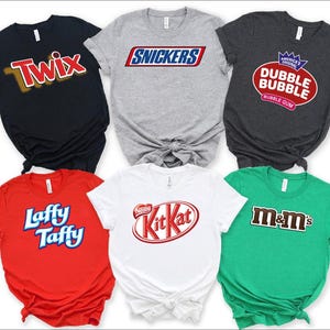 Group Candy Halloween Shirt, Candy Group Holiday Costumes, Candy Teacher Costume, Cousin Halloween T-shirts, Funny Halloween Party Shirts