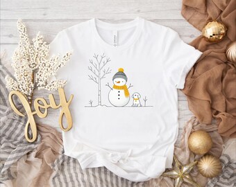 Christmas Snowman & Dog Graphic Shirt: Winter Holiday Tee
