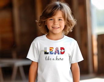 Lead like a Hero T-shirt, Birthday Shirt, School Shirt, Gift for Student, Superhero Hero Shirt, Lead like a Hero Gift, Birthday Gift Shirt