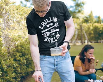 Chillin and Grillin Shirt, Hobby T-Shirt, Fun Barbecue Sweatshirt, Relax and Cook T-shirt, Summer BBQ Top, Cool BBQ Design, Casual Grill Out