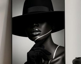 Black Woman Portrait, Modern Luxury Wall Art (Digital Download)