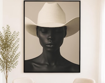 Black Woman Art - African American Art Print - Neutral Bedroom Wall Decor