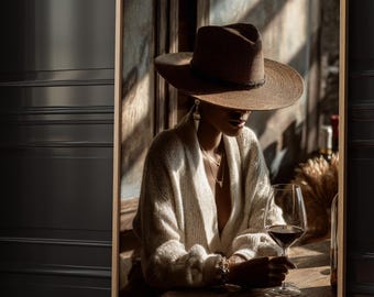 Black Cowgirl Wall Art, Western Glam Wall Decor, African American Art Print, Luxury Cowboy Hat Artwork, Modern Wall Art Download