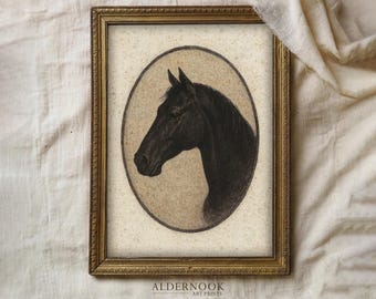 Vintage Horse Portrait Print, Rustic Equestrian Wall Art, Antique Farmhouse Decor, Digital Download Printable