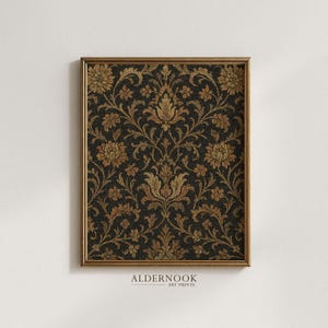 Victorian Damask Pattern Print, Vintage Textile Art, Old World Wall Decor (Digital Download)