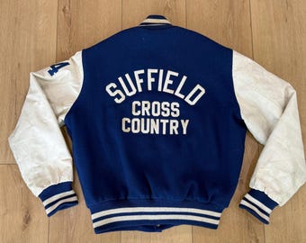 Vtg 50's Lasley Knitting Co. Letterman Jacket Sz 38 Wool Blue