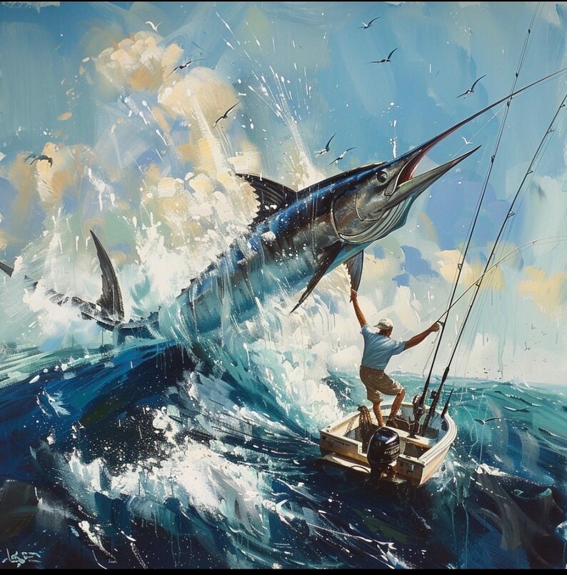 Blue Marlin Battle Etsy