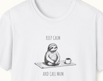 Mantenga la calma y llame a mamá - Camiseta unisex Softstyle camiseta divertida del día de la madre Regalo del día de la madre Lindo Meme