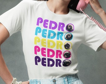 Pedro Raccoon 80s Retro Tee - Camiseta colorida de estilo vintage, gráficos de neón atrevidos, retroceso de moda unisex