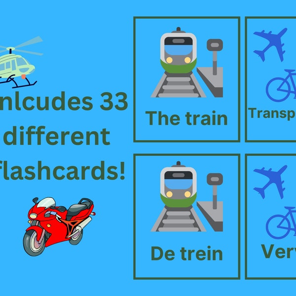 Transportation- Flashcards - Dutch - English - Nederlands - Engels - Flashcards - PDF Flashcards - Ready To Print Flashcards - Learn