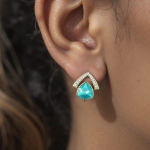 Boucles d'oreilles fines turquoise en améthyste noire avec note manuscrite pour oreille sensible, fille, adolescent, femme, idée cadeau de bijoux minimalistes remplis d'or