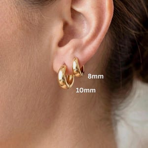 Hypoallergenic 18k Gold Huggie Hoop Earrings for Girls, Women, Toddlers with Sensitive Ears | 8mm, 10mm Small Hoops Gift | 24hr Ship