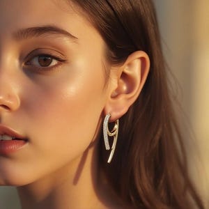 Elegant Gold Filled Hoop Statement Earring for Women, Summer Earring, Date Night Party Jewelry, Birthday Gift Idea for Girlfriend or Spouse
