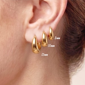 Hypoallergenic Gold Huggie Hoop Earrings for Women, Girls with Sensitive Ears | 8mm, 10mm, 12mm Stackable Earrings, Jewelry Gift | 24hr Ship