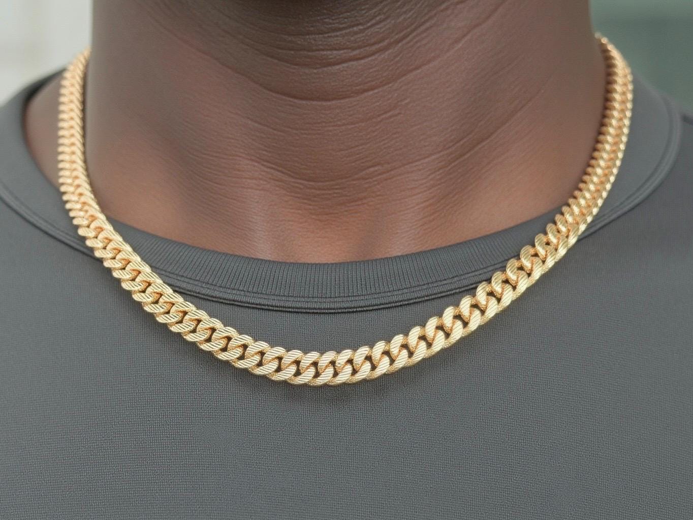 18k Gold Cuban Link Chain for Men, Personalized note Necklace Gift for Him, Waterproof Gold Filled Necklace for Men, Silver Curb Chain Gift