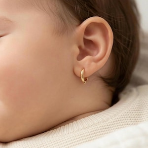 Hypoallergenic Small Hoop Earrings for Kids Babies Girls | Won’t Irritate Ears | Gold  Huggies | Gift Ready Baby Shower Jewelry