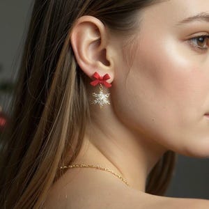 Snowflake Earrings, Christmas Earrings, Christmas Gift, Christmas Tree, Holiday Earrings, Holiday Stocking Stuffers, jewelry Gift for Her