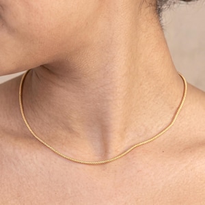 Collana a catena popcorn in oro massiccio 18 carati, 2,5 g, 1,3 mm, vera catena in oro, gioiello autenticato 750, regalo perfetto per la festa della mamma, regalo personalizzato