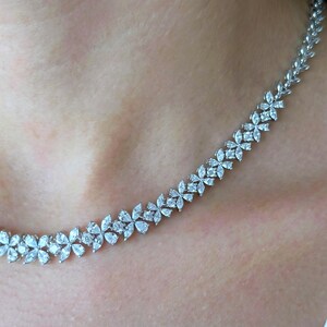 Beautiful Bridal Jewelry Set for Bride, Dainty Necklace & Earring Set, Sparkling Silver Statement Necklace, Wedding Jewelry Set Gift for Her image 6