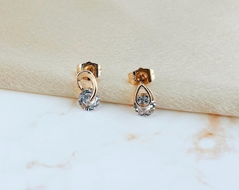 Mismatched Gold Filled Stud Earring, Cute Earrings for Sensitive Ear, Personalized Jewelry Gift for Girlfriend, Unique Birthday Gift for Her
