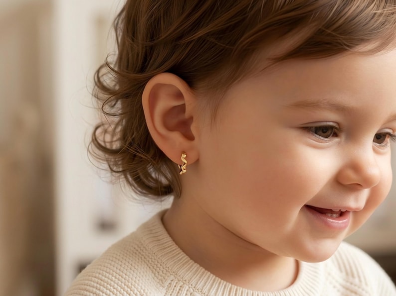 Cute Gold Hoop Earring for Kids, Huggies for Toddlers Girls ...