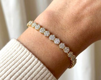 18k Gold Bracelet with Personalized Message, Hypoallergenic Bangle Bracelet, Unique Longlasting Bracelet, Jewelry Gift for Her