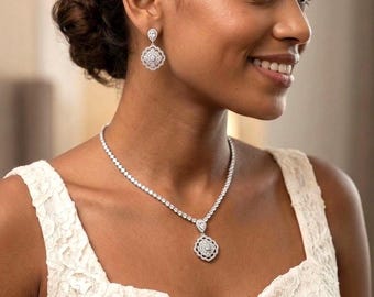 Dainty Bridal Jewelry Set, Gold Necklace and Earring Set for Brides, Gold Minimalist Necklace for Prom, Wedding Jewelry Set, Gift for Her