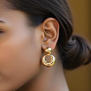 Boucle d'oreille personnalisée en or massif, grandes boucles d'oreilles pendantes qui ne ternissent pas avec note manuscrite, grosse idée cadeau de boucle d'oreille personnalisée pour elle