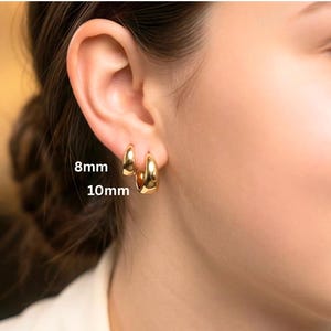 Hypoallergenic 18k Gold Huggie Hoop Earrings for Girls, Women, Toddlers with Sensitive Ears | 8mm, 10mm Small Hoops Gift | 24hr Ship