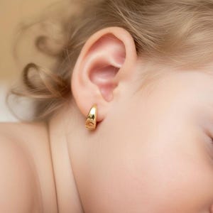 Tiny Hoop Earrings for Kids, Gold Huggies for Girls, Women, Dainty Minimalist Longlasting Jewelry for Babies, Cute Baby Shower Birthday Gift
