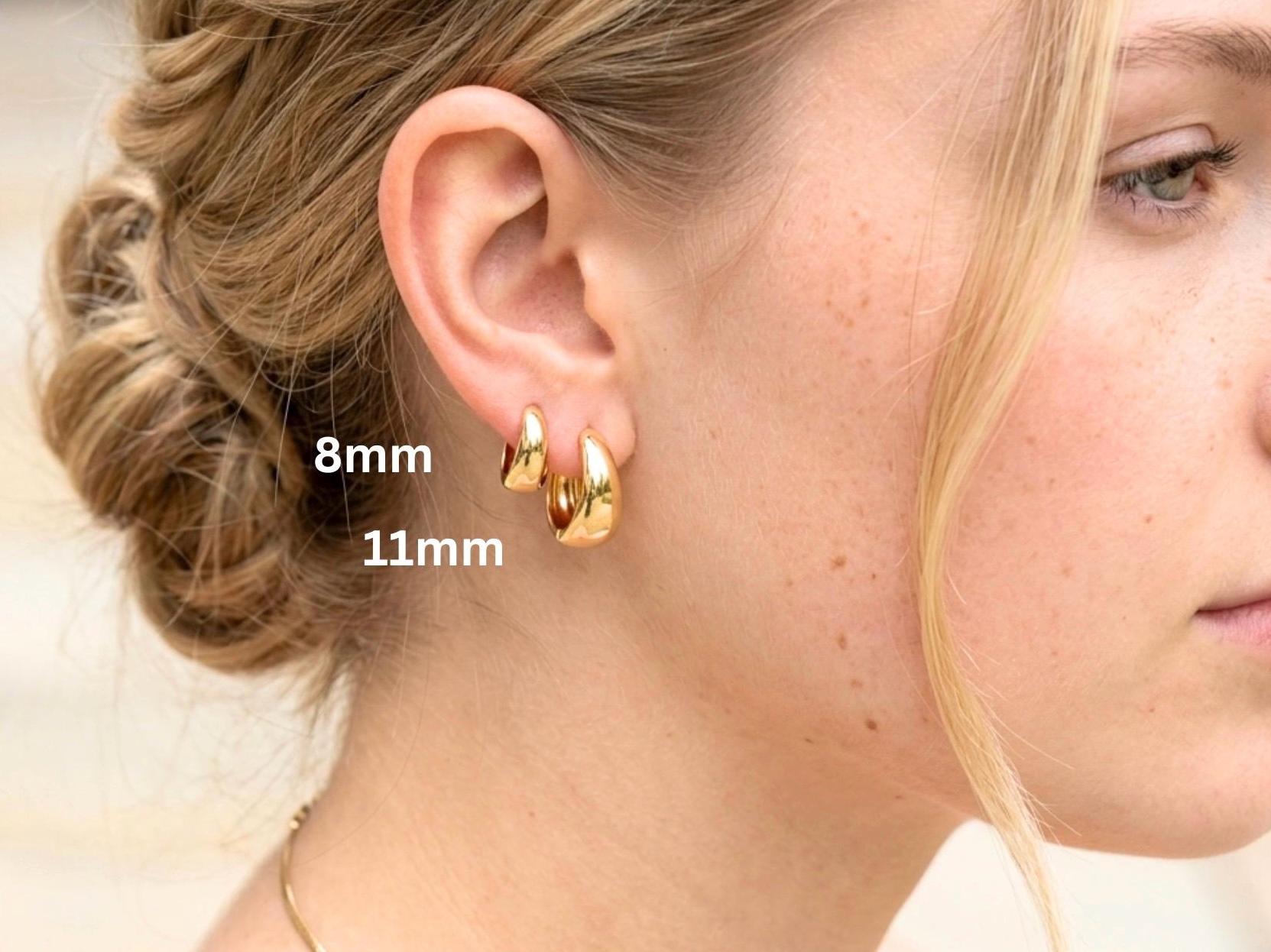 9ct Yellow Gold & CZ Pavé Huggie 11mm Hoop Earrings | Ernest Jones