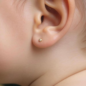 Tiny Gold Ball Stud Earrings, Waterproof Gold Round Stud Earrings for Sensitive Ear, Hypoallergenic Nontarnish Earrings for Girl, Women, Men