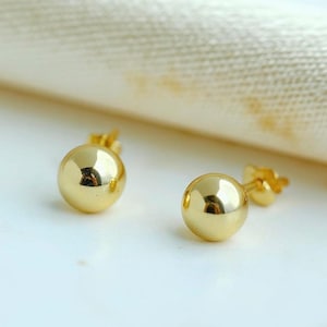 18K Solid Gold Ball Stud Earring, 3mm, 4mm, 5mm, 6mm, 8mm, Real 18 Karat 750 Authenticated Jewelry, Golden Ball Earring, Cute Jewelry Gift image 11