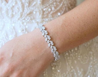 Silver Bridal Bracelet for Brides, Bridesmaids, Wedding & Party Guest, MOB, MOG, Cubic Zircon Bracelet, Special Event or Occasion Jewelry
