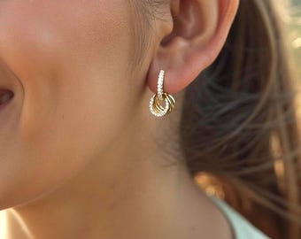 Gold huggie Hoop Earring with Dainty Charms, 18k Gold Filled Nontarnish Hoop, Dangle Boho Hoop Earrings, Personalized Jewelry Gift for Women