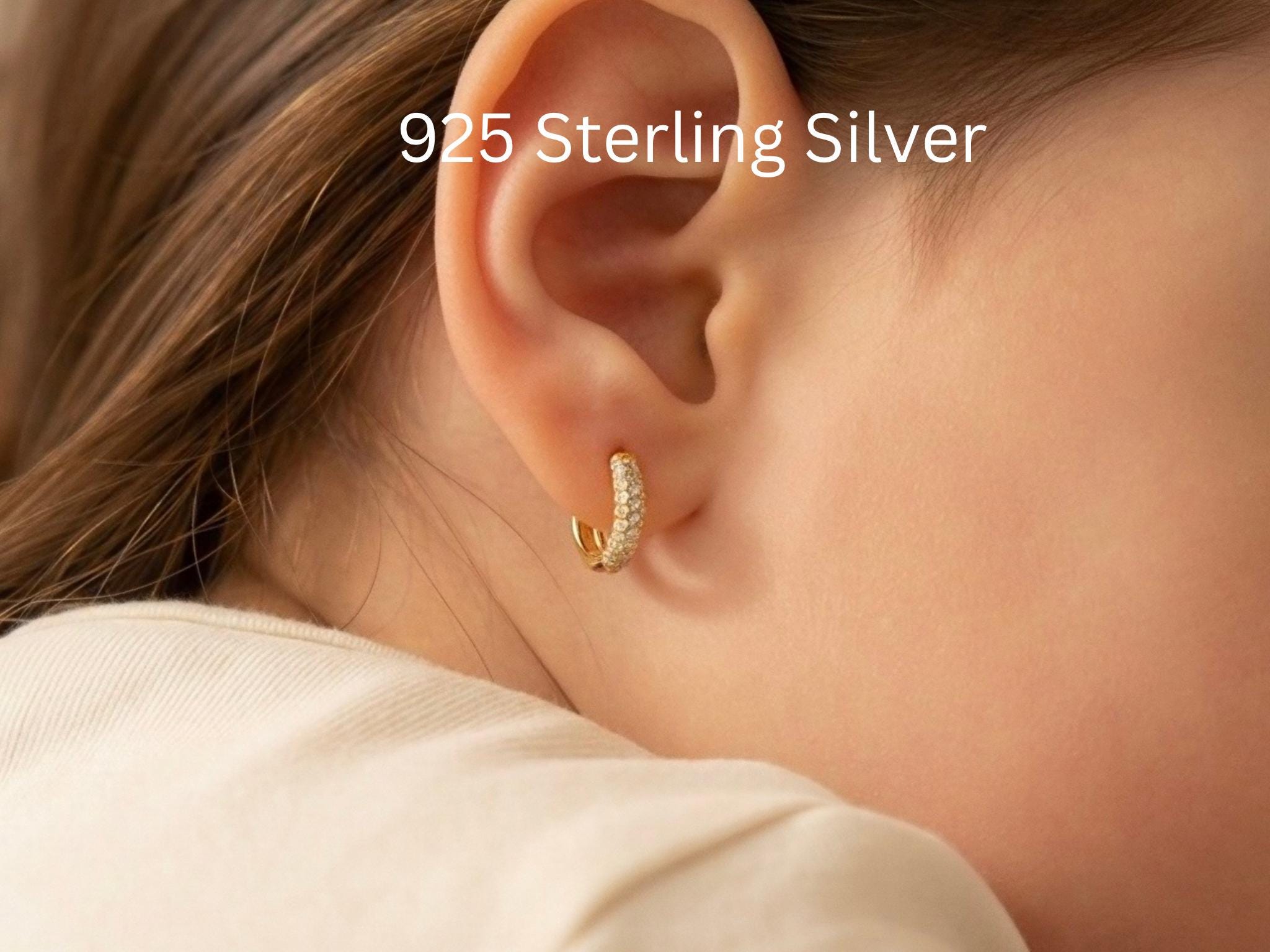 Orecchini rotondi da 6 mm con zirconi cubici placcati in oro vero 16K, gioielli da sposa, senza nichel [C1005-1 paio/10 paia] - Italia
