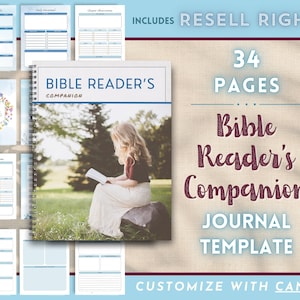 Bible Study Planner & Journal | PLR MRR | Printable Canva Templates | Sermon and Scripture Notes | Gospel Guide | Gift for Christian Women