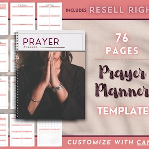 Prayer Journal | Bible Study Guide | PLR & Master Resell Rights | Printable PDF | Religious eBook | Gift for Christian Women | Edit in Canva