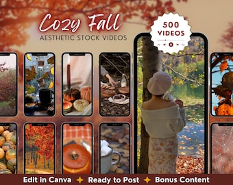 Cozy Autumn Reels: Faceless Marketing Videos Bundle (MRR/PLR) Digital Download Template for Canva