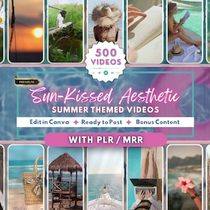 Summer Aesthetic Social Media Videos for Women, Luxury Travel & Vacation Content, Marketing Stock Video Bundle, MRR PLR Master Resell Rights