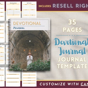 Devotional Journal | Prayer Planner | Bible Study Guide | PLR & Master Resell Rights | Gift for Christian Women | Canva Template PDF