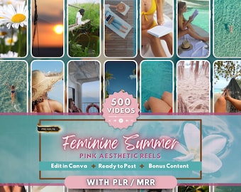 Reels de verano femeninos, contenido femenino para redes sociales, Reels de vacaciones de lujo, paquete de videos de stock de marketing de viajes, derechos de reventa maestra MRR y PLR