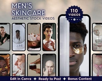 Más de 110 reels sin rostro para el cuidado de la piel con melanina, contenido publicitario para pequeñas empresas en redes sociales, videos de archivo para vlogueras de belleza, descarga digital