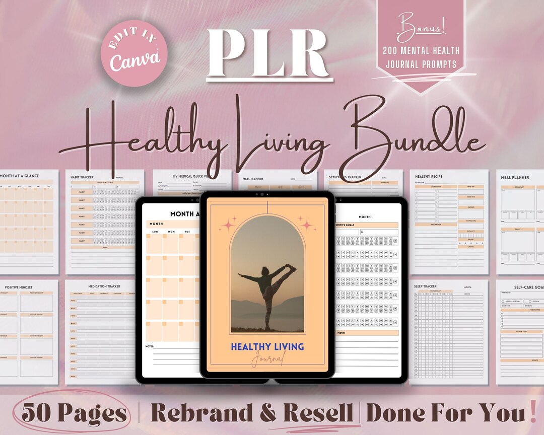 PLR Healthy Living Planner Bundle | Done for You Digital Products for ...
